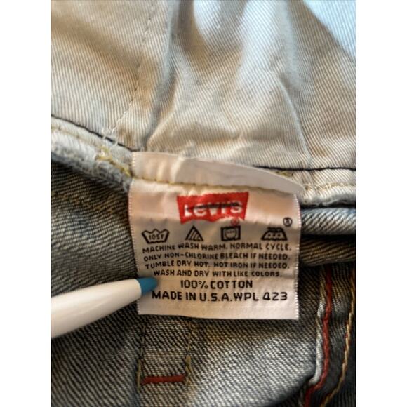 LEVI'S 507 Vintage Men’s 32 Denim Shorts Medium Blue Cotton Cut-Off Outdoor - Picture 4 of 12